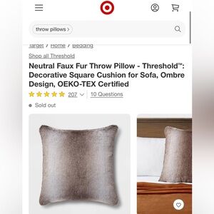 Threshold | Neutral 26x26 ombre Faux Fur Throw Pillow